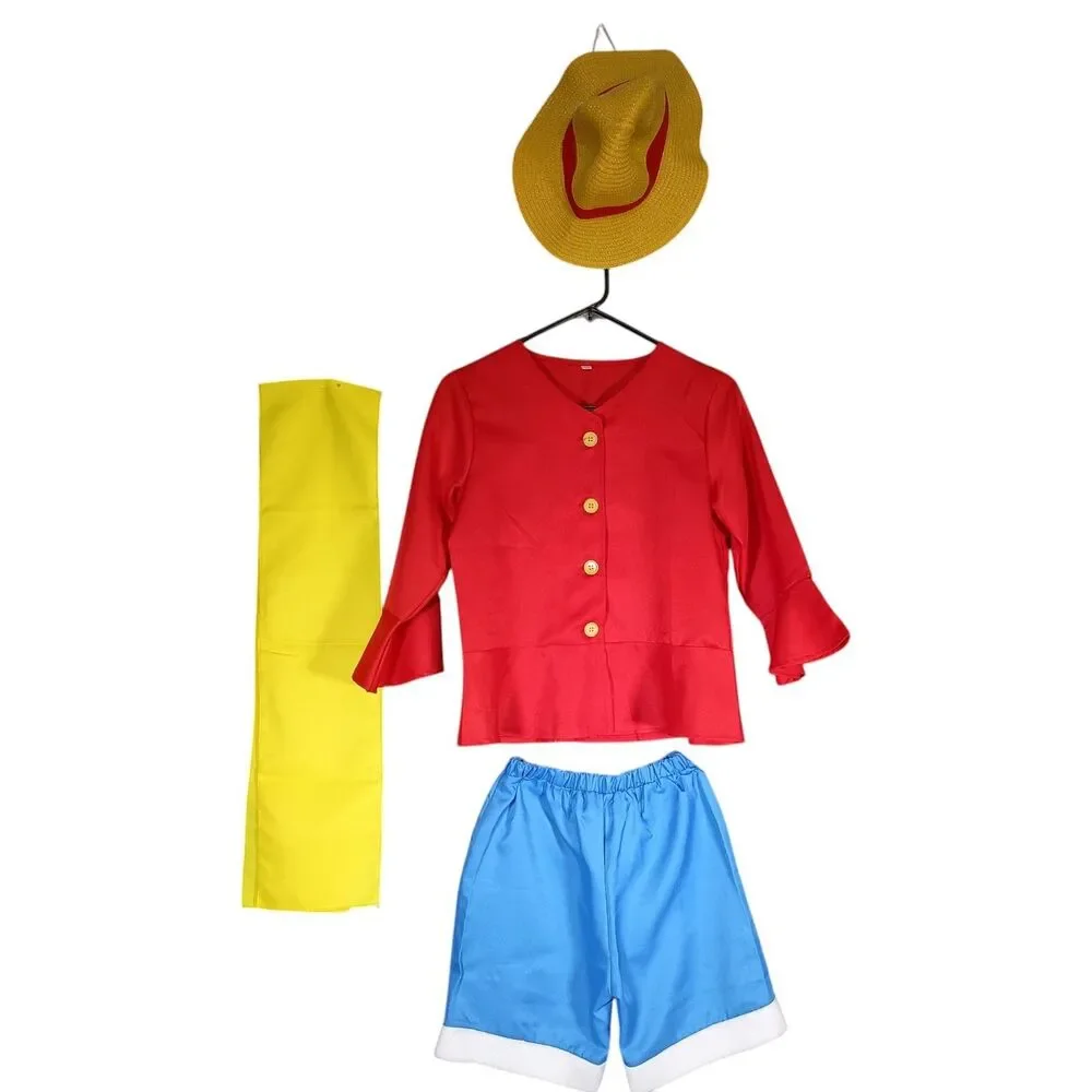One Piece Monkey D Luffy Costume Outfit Halloween Cosplay Party Youth XL